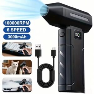 100,000 RPM Powerful Cordless Jet Fan With 6 Speed Levels And LED Display